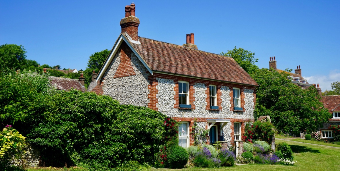 English house with sash windows